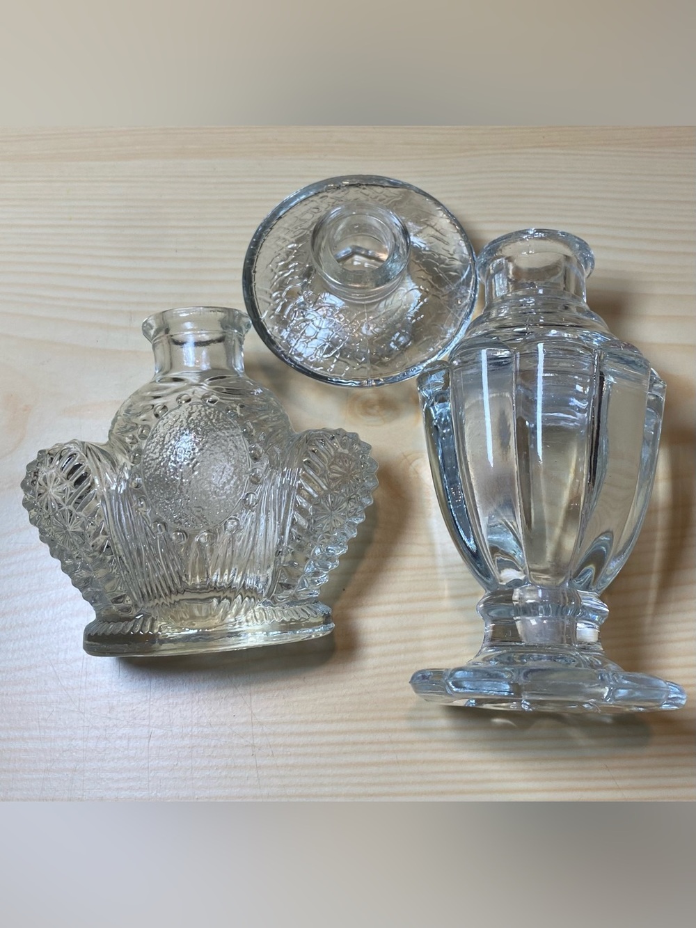 Vintage Perfume Bottles Only Glass Lot Of 4 Clear Unique Empty No Stoppers
